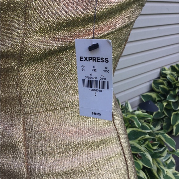 NWT Express Gold Metallic Strapless Sheath Dress - Picture 6 of 8